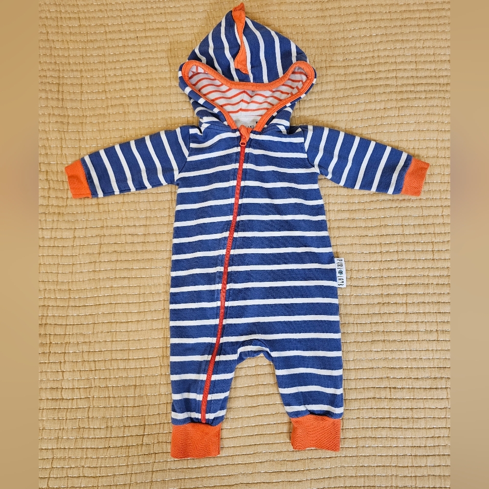 Purl‎ Lamb Striped 100% Cotton Onesie Unisex Dinosuar 0/6 M Playful Dinosaur